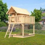 Abenteuer-Stelzenhaus „Fidel“ – 150cm Podesthöhe – Holz Natur inkl. großer Terrasse