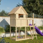 Abenteuer-Stelzenhaus „Frieda“ – 125cm Podesthöhe – Holz Natur inkl. Sandkasten