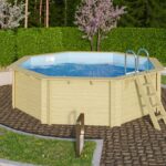 Großer Achteck-Holzpool „Modell 2" – 428 x 428 cm – kesseldruckimprägniert inkl. Leitern-Set