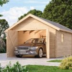 Massive Blockbohlengarage mit Satteldach – 38 mm – 387 x 537 cm