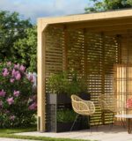 Moderne Lamellenwand für Pavillon „Cubus“ – 295 x 227 cm – Sichtschutz & Design