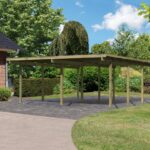 Massives Doppelcarport „BASIC 2“ – 563 x 676 cm – kesseldruckimprägniertes Holz