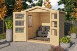 Kleines Gerätehaus „Amberg 2" Satteldach modern aus Holz in Natur