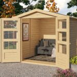 Kleines Gerätehaus „Amberg 2" Satteldach modern aus Holz in Natur