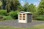 Kleines Gerätehaus „Amberg 2" Satteldach modern aus Holz in Terragrau
