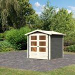 Kleines Gerätehaus „Amberg 2" Satteldach modern aus Holz in Terragrau