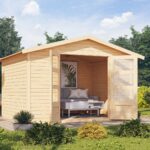 Großes Gerätehaus „Amberg 5" Satteldach modern aus Holz in Natur