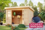 Modernes Blockbohlenhaus „Bastrup 5" mit SOLAR-KIT Pultdach aus Holz in Natur