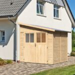 Modernes Gerätehaus „Bomlitz 2" Pultdach aus Holz in Natur