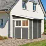 Modernes Gerätehaus „Bomlitz 2" Pultdach aus Holz in Terragrau