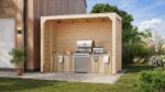 Abri de cuisine d’été moderne « Cubus » Pack Éco – 320 x 160 cm – Bois lamellé-collé massif avec parois et ancrages inclus – Image 2