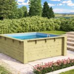 Massiver Holz-Minipool – 200,5 x 223 cm – kesseldruckimprägniert inkl. Poolfolie & Vlies
