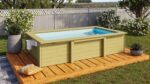 Mini-piscine bois massive « Triton » – 303 x 160 cm – Madriers extra-épais 44 mm autoclave avec liner et feutre