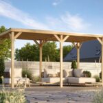 Moderner Holz-Pavillon „Cubeco“ Set – 453 x 231 cm – inkl. Verlängerung & Duo-Leimholz