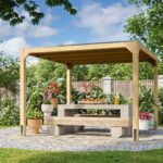 Moderner Holz-Pavillon „Cubus“ – 320 x 320 cm – massives Leimholz & Flachdach