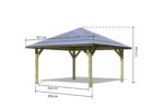 Pavillon en bois classique « Holm 1 » – 359 x 359 cm – Traité autoclave & Toit en croupe – Image 3