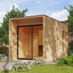 Chalet sauna de luxe moderne « Miramar » avec vestibule – Parois 73 mm avec poêle 9 kW & commande inclus