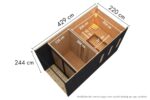 Chalet sauna de luxe « Miramar » Noir – Parois 73 mm – incl. poêle Bio combiné 9 kW & vestibule – Image 4