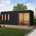 Großes Luxus-Saunahaus „Monterey" mit Vorraum & Séparée – 73mm Wandstärke (Schwarz)