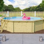 Riesiger Achteck-Holzpool „Modell 3" – 502,5 x 502,5 cm – kesseldruckimprägniert inkl. Leitern-Set