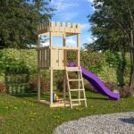 Abenteuer-Spielturm „Ritterburg Löwenherz“ – 125cm Podesthöhe – Holz Natur inkl. Sandkasten