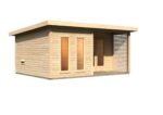 Grand chalet sauna « Mainburg 5 » avec vestibule XXL & terrasse – 38 mm bois naturel – Image 3