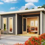 Großes Luxus-Saunahaus „Mainburg 5" mit XXL-Vorraum & Terrasse – 38mm Terragrau