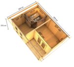 Chalet sauna de luxe « Mainburg 5 » avec vestibule XXL & terrasse – 38 mm gris terre – Image 4