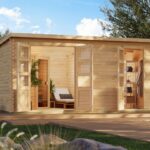 Massives Saunahaus „Olbia" mit XXL-Türen & Zweiraumsystem – 38mm inkl. 9kW Bio-Ofen