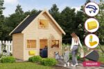 Abenteuer-Spielhaus „Kalle“ – 2 Etagen – Aktionsset inkl. Dachbahn & Zubehör